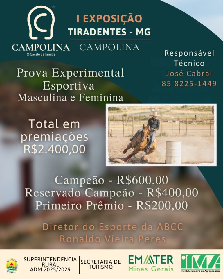 Prova Esportiva Experimental durante à I Exposição Cavalo Campolina em Tiradentes – MG
