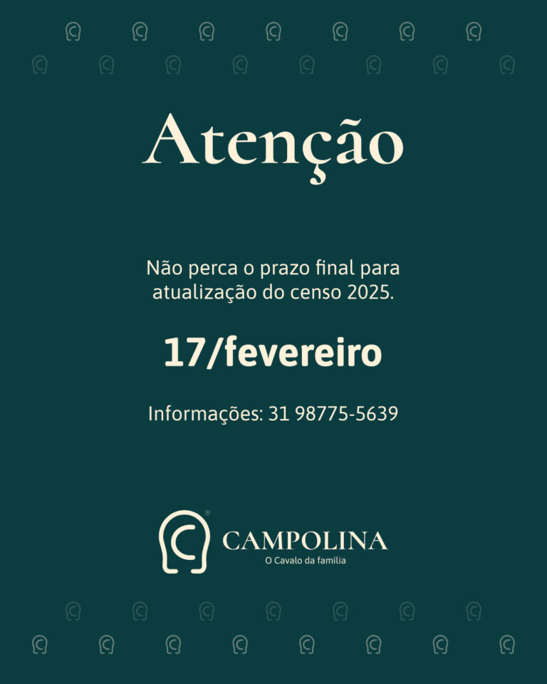 Prazo Final Atualização Plantel – Censo 2025 – 17/02/2025