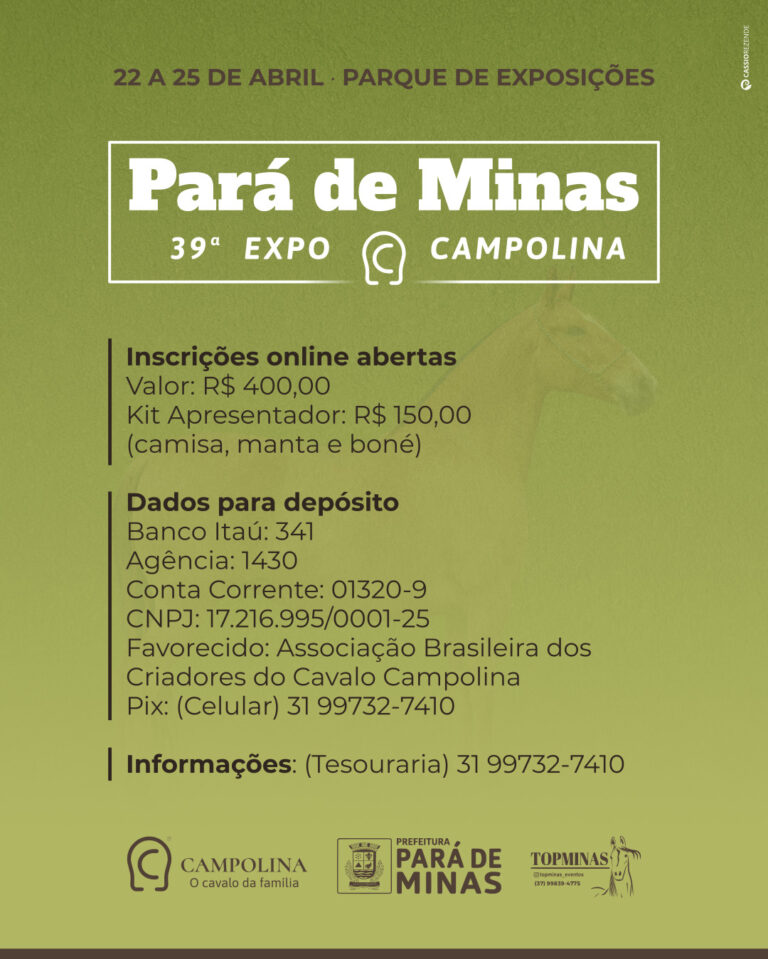 Exposição do Cavalo Campolina Pará de Minas 2026