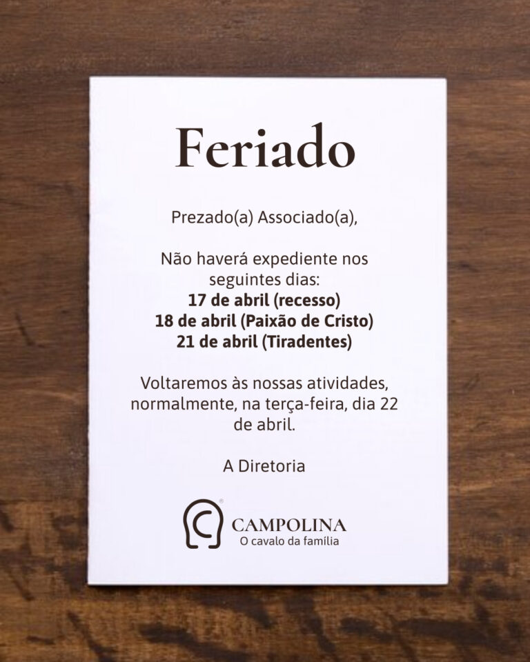Informe sobre o feriado da Semana Santa e Tiradentes